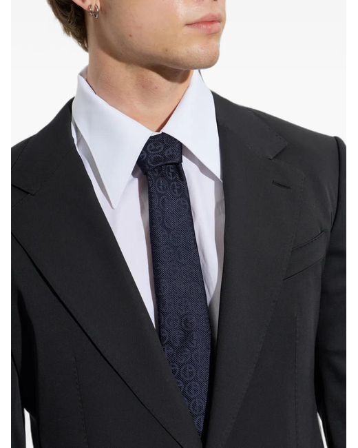 Giorgio Armani Blue Logo-Jacquard Silk Tie for men