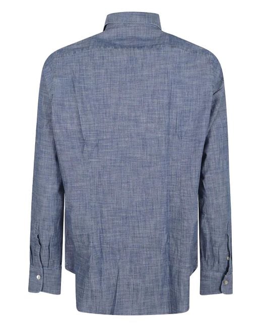 Eleventy Blue Button-Down Chambray Shirt for men
