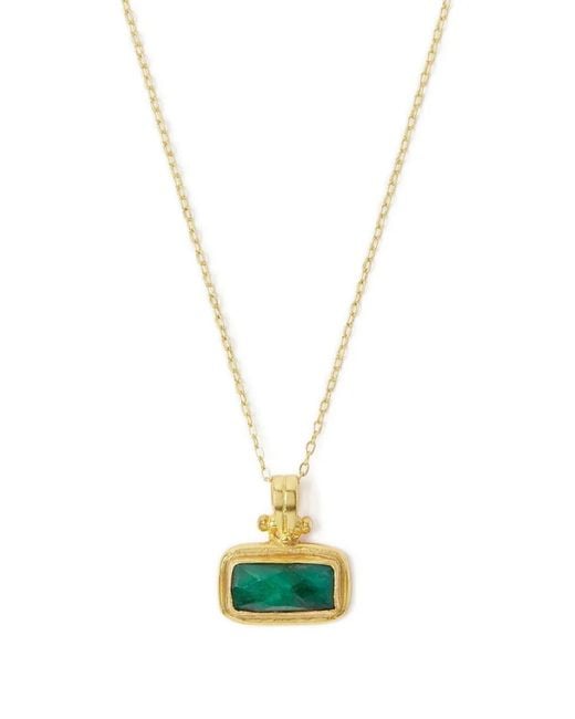 Ottoman Hands Metallic Noa Emerald Pendant Necklace