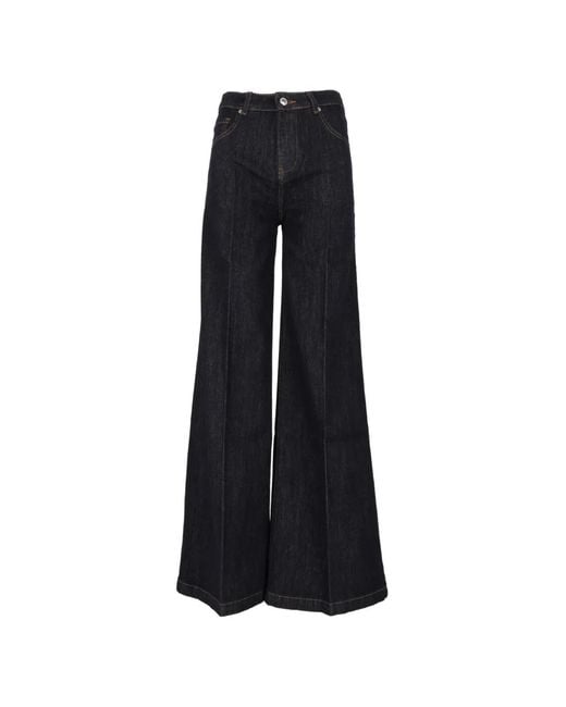 Ermanno Scervino Black Pressed-Crease Wide-Leg Jeans