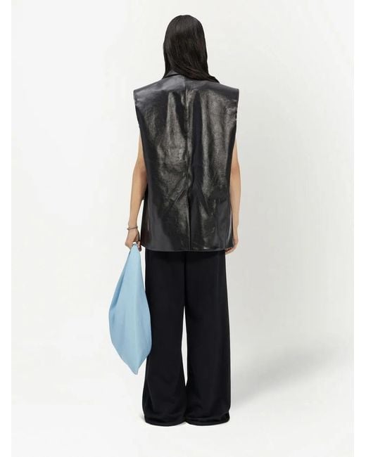 MM6 by Maison Margiela Black Sleeveless Leather Gilet