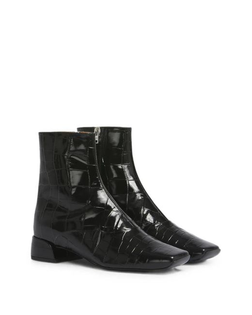 Marni Black Croc-Effect Ankle Boots
