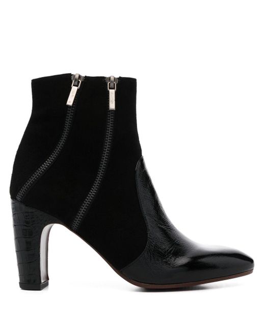 Chie Mihara Ezapi 90mm Double-zipped Suede Boots in Black | Lyst