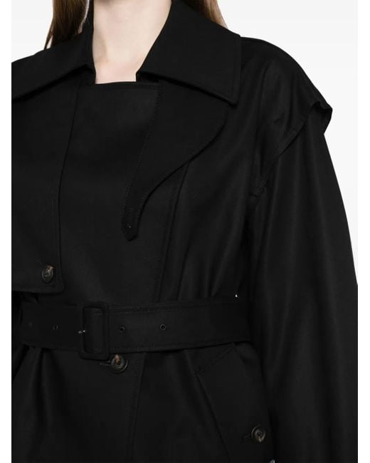 JNBY Black Open-Back Cropped Trench Coat