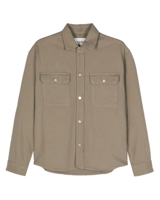 メンズ FRAME Box-pleat Cotton Shirt Natural