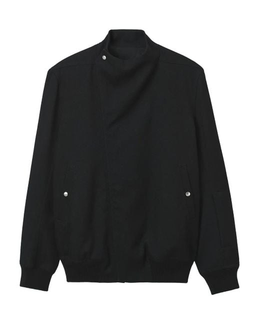Rick Owens Asymmetrisch Jack Met Hoge Hals in het Black voor heren