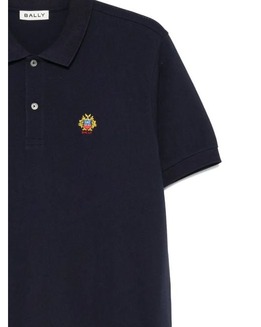 Bally Blue Logo-Patch Polo Shirt for men