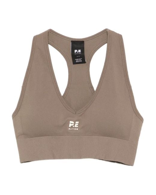Reggiseno Sportivo Con Scollo A V di P.E Nation in Natural