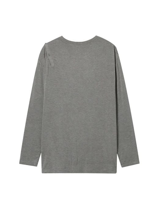 B+ AB Gray Buttoned Long-Sleeve Top