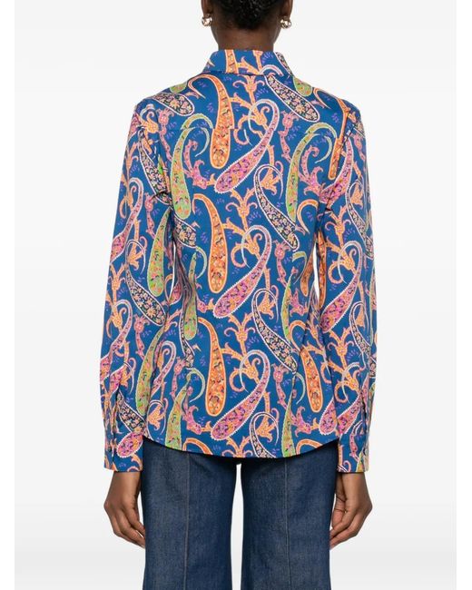 Etro Blue Cotton Elastane Shirt