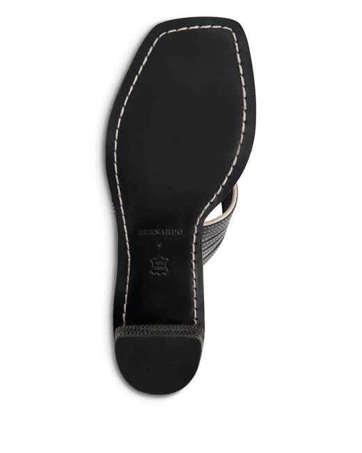 Bernardo Black 1946 70Mm Bari Striped Double Strap Sandals