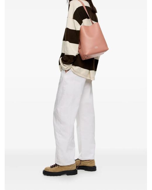 Bimba Y Lola White Medium Carlino Buckle Leather Shoulder Bag