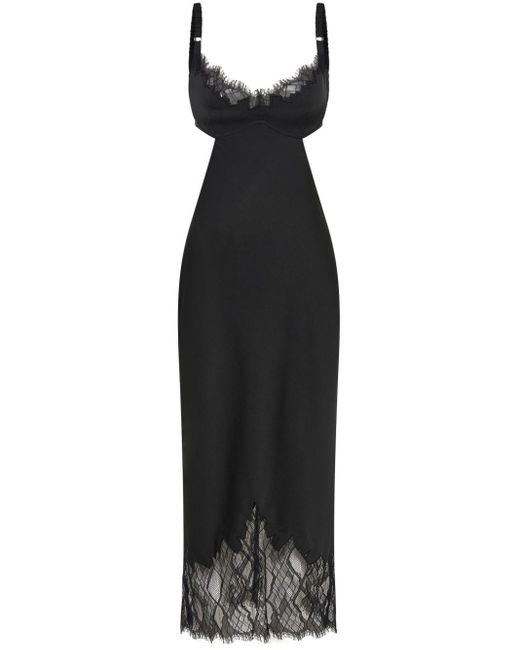 Dion Lee Black Lace-trim Cut-out Slip Dress