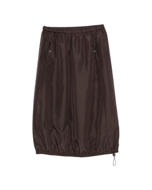 CECILIE BAHNSEN Brown Drawstring-Hem Balloon Midi Skirt