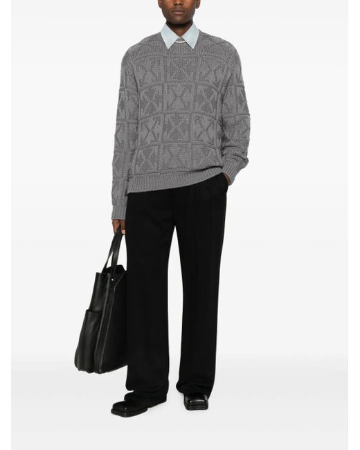 Off-White c/o Virgil Abloh Gray Patterned Sweater for men