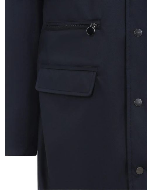 Kiton Blue Button-Up Hooded Coat for men