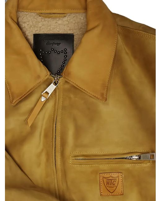 HTC Natural Terry Logo-Patch Suede Jacket for men