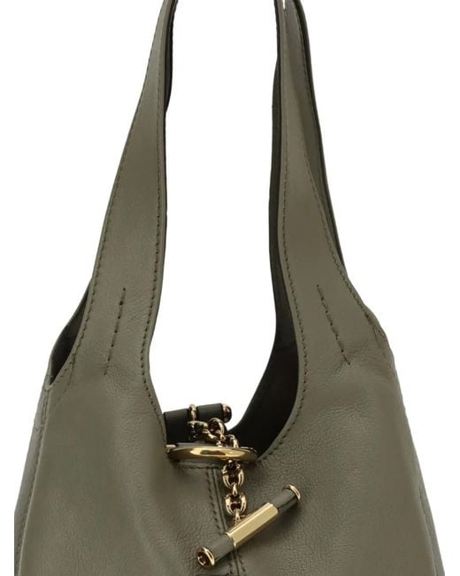 Chloé Green Small Balloon Logo-Patch Shoulder Bag