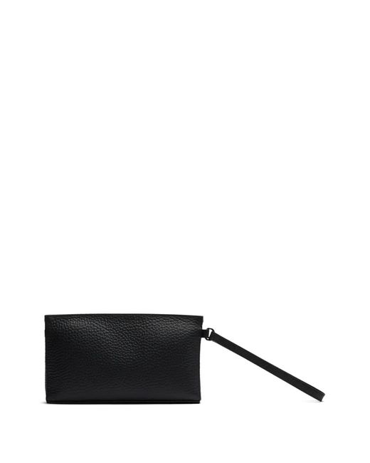 Lancel Black Milo Zip Grained Leather Clutch Bag for men
