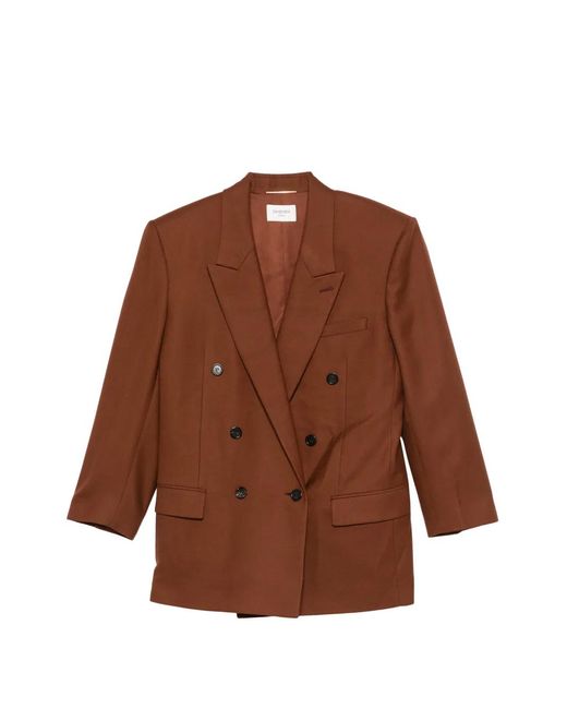 Saint Laurent Brown Double-Breasted Cashmere Jacket