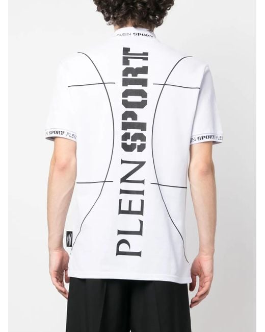 Philipp Plein White Tiger-Print Polo Shirt for men
