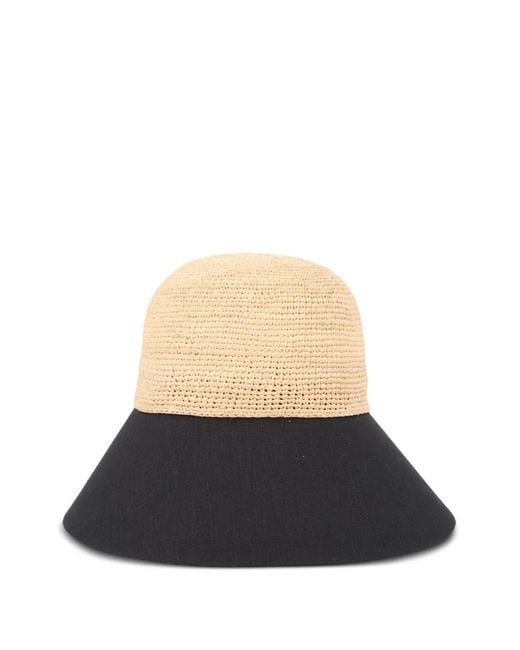 Helen Kaminski White Casquette Blaise En Raphia À Empiècement En Lin