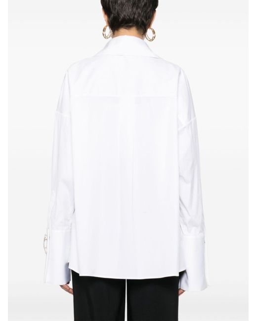 Genny White Popeline-Hemd mit Kristallverzierung