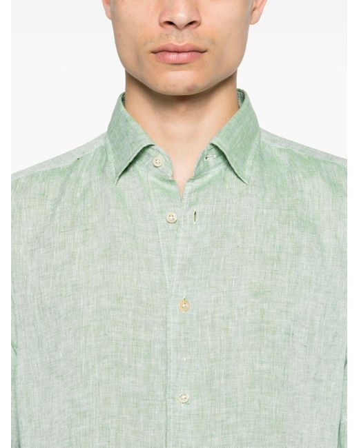 Glanshirt Langärmeliges Hemd aus Leinen in Green für Herren