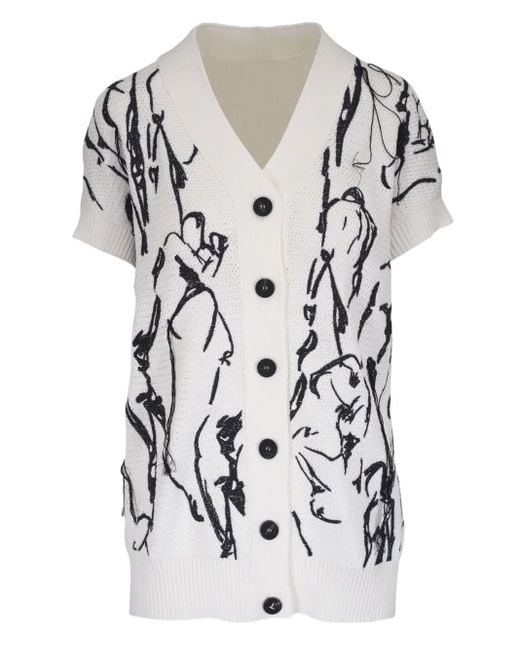 Lafayette 148 New York Vest Met Print En Korte Mouwen in het White