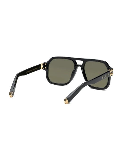 Philipp Plein Black Square-Frame Double-Bridge Sunglasses for men