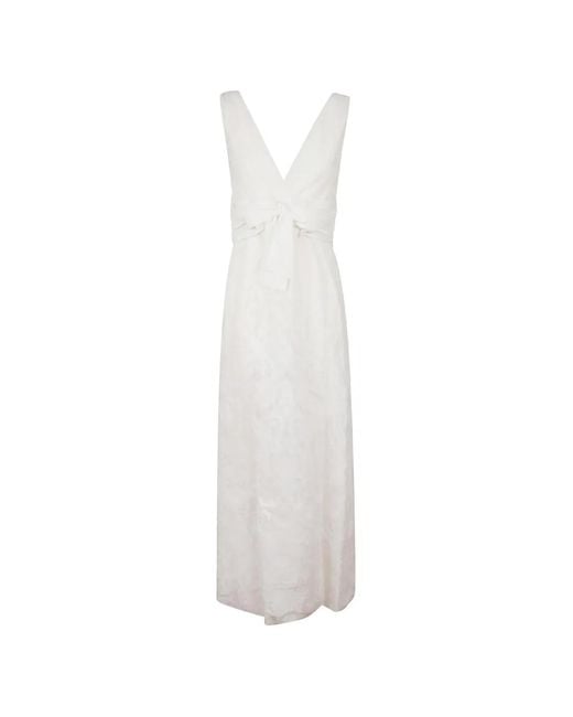 Giambattista Valli White Bow-Detail Floral-Lace Maxi Dress