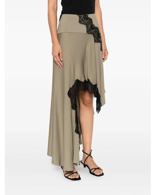 Christopher Esber Green Lace-trim Asymmetric Maxi Skirt