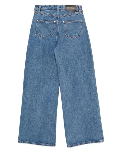 Cynthia Rowley Blue Embroidered Wide-Leg Jeans