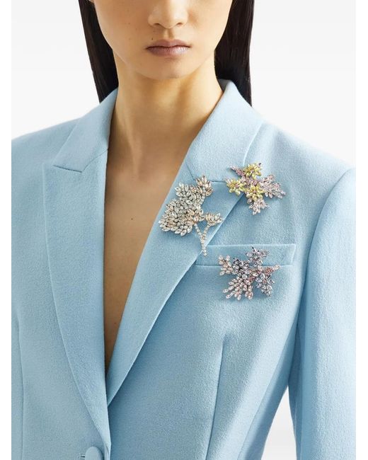 Erdem Blue Embellished Single-Breasted Blazer