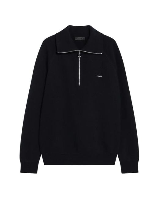 Prada Blue Wool And Cashmere Polo Sweater for men