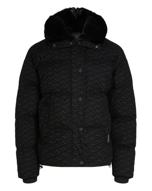 Karl Lagerfeld Black Logo-Pattern Puffer Jacket