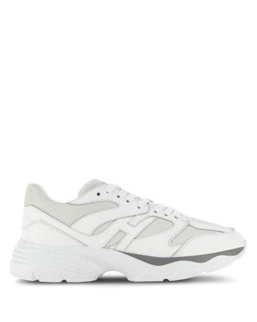 Hogan White Allac Panelled Leather Sneakers for men