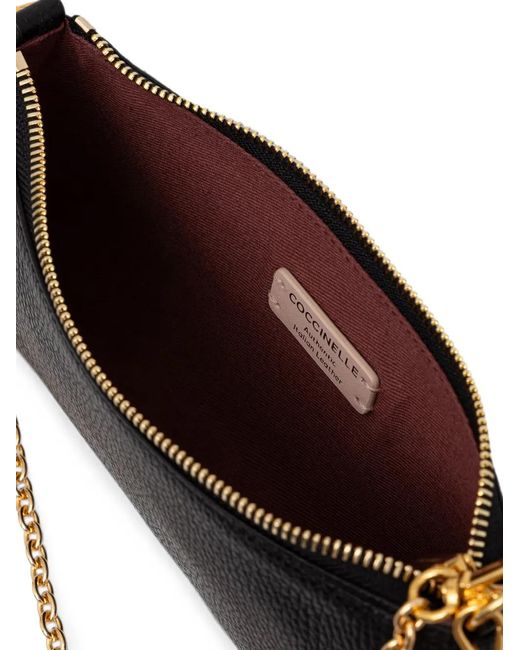 Coccinelle Black Mini C-Me Logo-Print Chain-Link Crossbody Bag