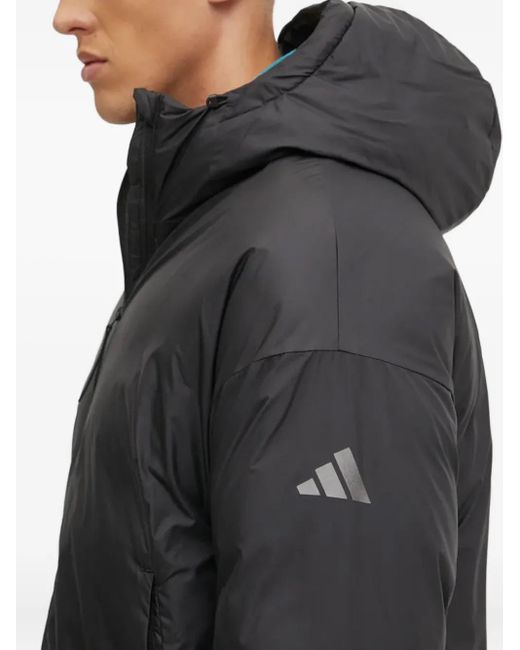 Adidas Blue Three-Stripe Detail Padded Jacket for men