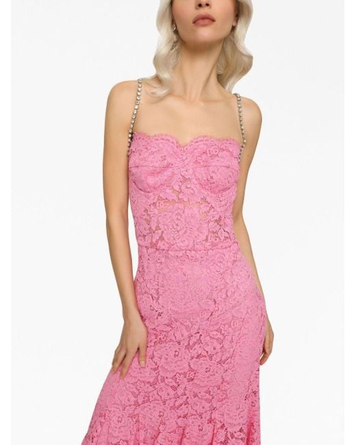 Dolce & Gabbana Floral-lace Corset-style Dress in Pink