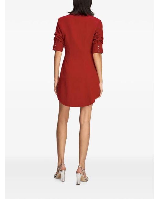 Cinq À Sept Red Elina Ruched Button-Up Mini Dress