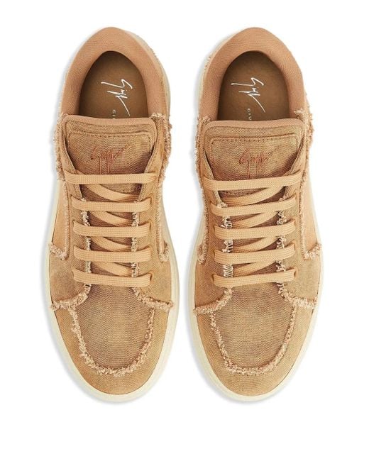 Giuseppe Zanotti Brown Gz94 Frayed-Detail Lace-Up Low-Top Sneakers for men