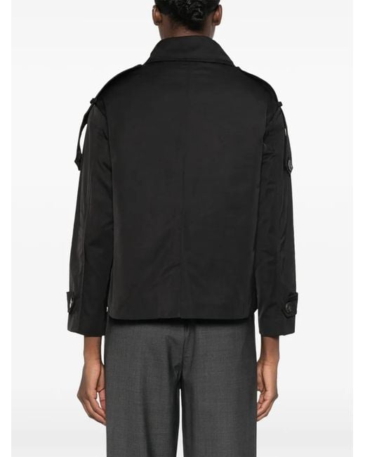 Psophia Black Double-Breasted Shoulder-Epaulette Jacket