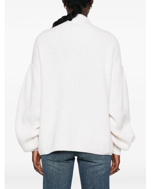 ELY ELY White Ribbed-Knit High-Neck Sweater