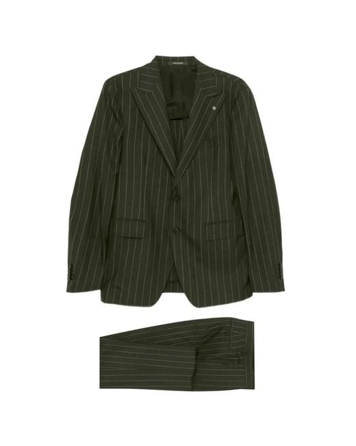 Tagliatore Green Pinstripe-Pattern Single-Breasted Suit for men