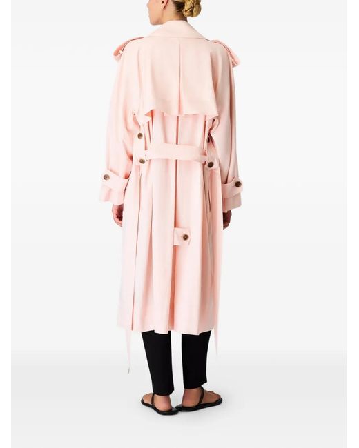 Another Tomorrow Pink Belted Trench Coat