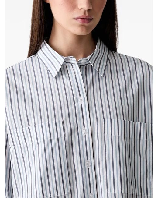 Barbour Blue Fawley Striped Relaxed Long-Sleeved Shirt