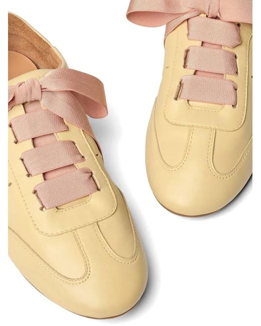 Odissi Natural Cass Grosgrain-Lace Sneakers