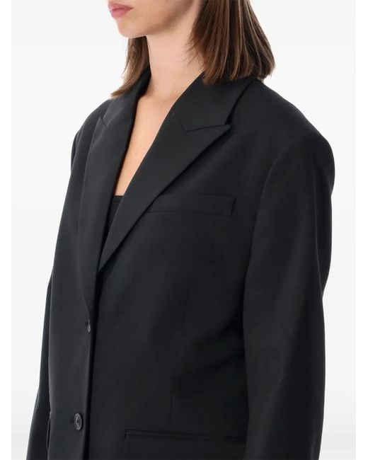 By Malene Birger Black Adele Single-Breasted Peak-Lapels Blazer