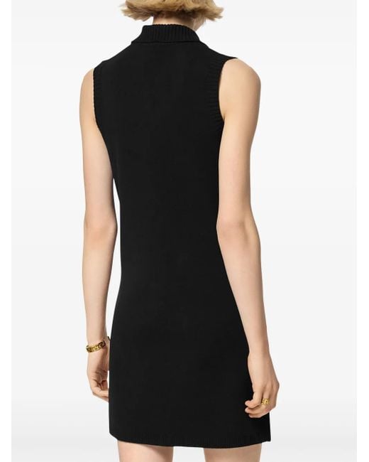 Versace Black Mini Sleeveless Dress With Medusa Detail
